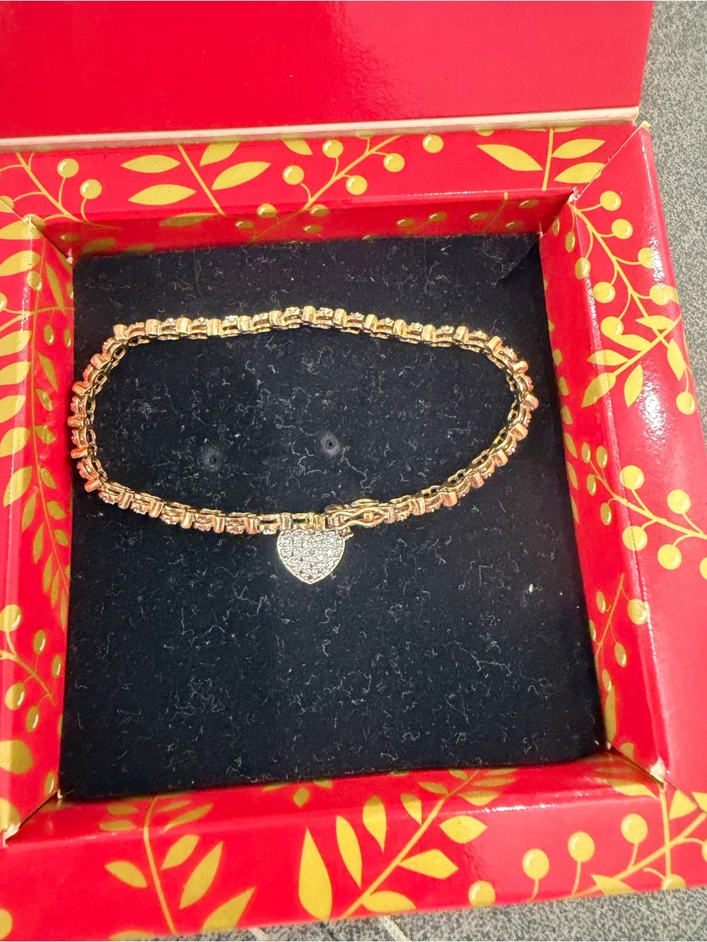 Lovely Gold PIt Sterling Silver 925
Tennis Bracelet Heart